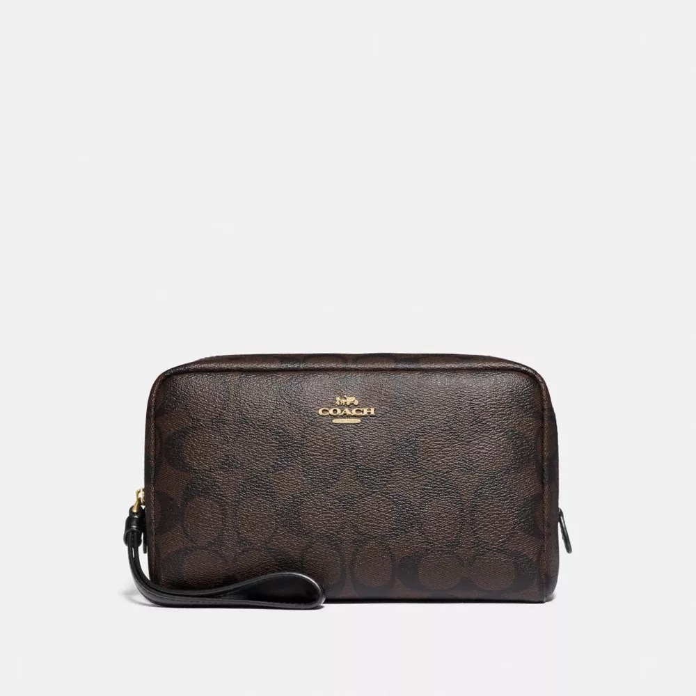 COACH Signature Boxy Cosmetic Case 20 Brown/Black